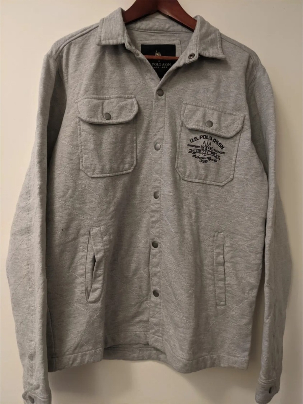 U.S. Polo Assn. Light Gray Button-Front Shirt Jacket
